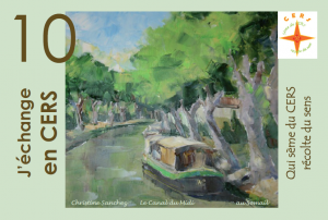Bon d'échange de 5 CERS illustré par Christine Sanchez : "Le Canal du Midi, au Somail"