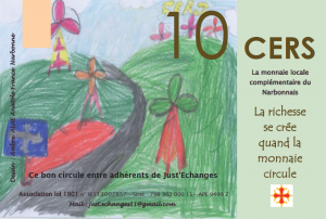 Yamina (ALAE Ecole Anatole France Narbonne -2014) illustre le bon d'échange de 10 CERS -verso