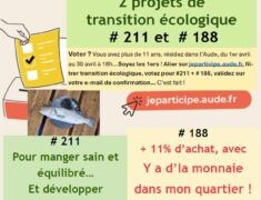 Votez nos 2 projets de transition 188 et 211 sur jeparticipe.aude.fr avant le 30 avril 25 à 18h